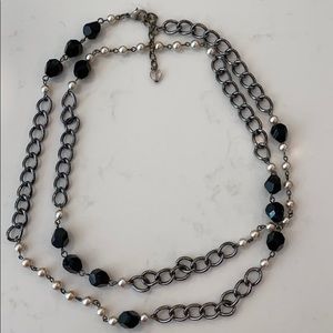 Sabika Long Crystal and Pearl Necklace